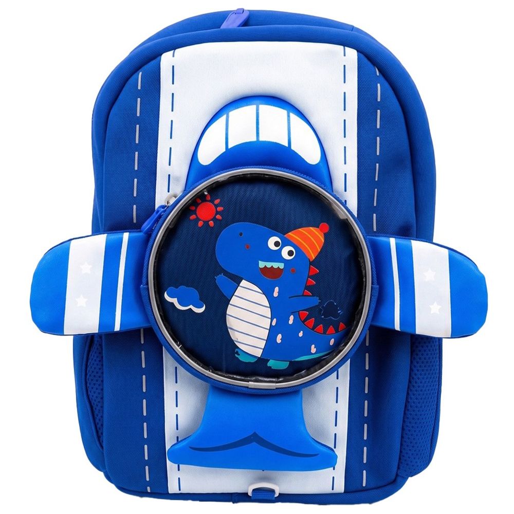 Cocobee - Aeroplane Style Dinosaur Printed Backpack for Boys - Blue