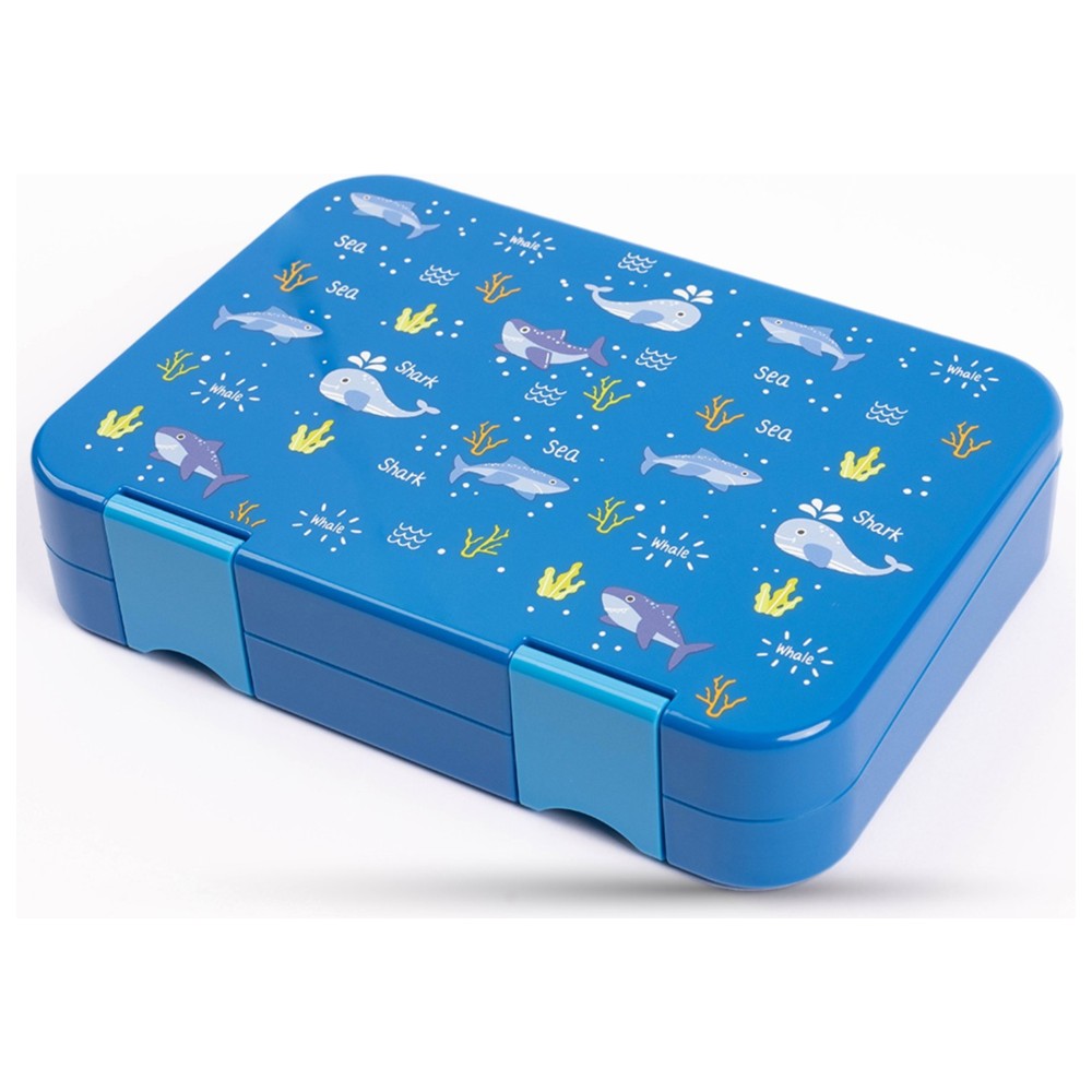 Cocobee - 6-Compartment Shark Bento Lunch Box With Mickey Racket Set