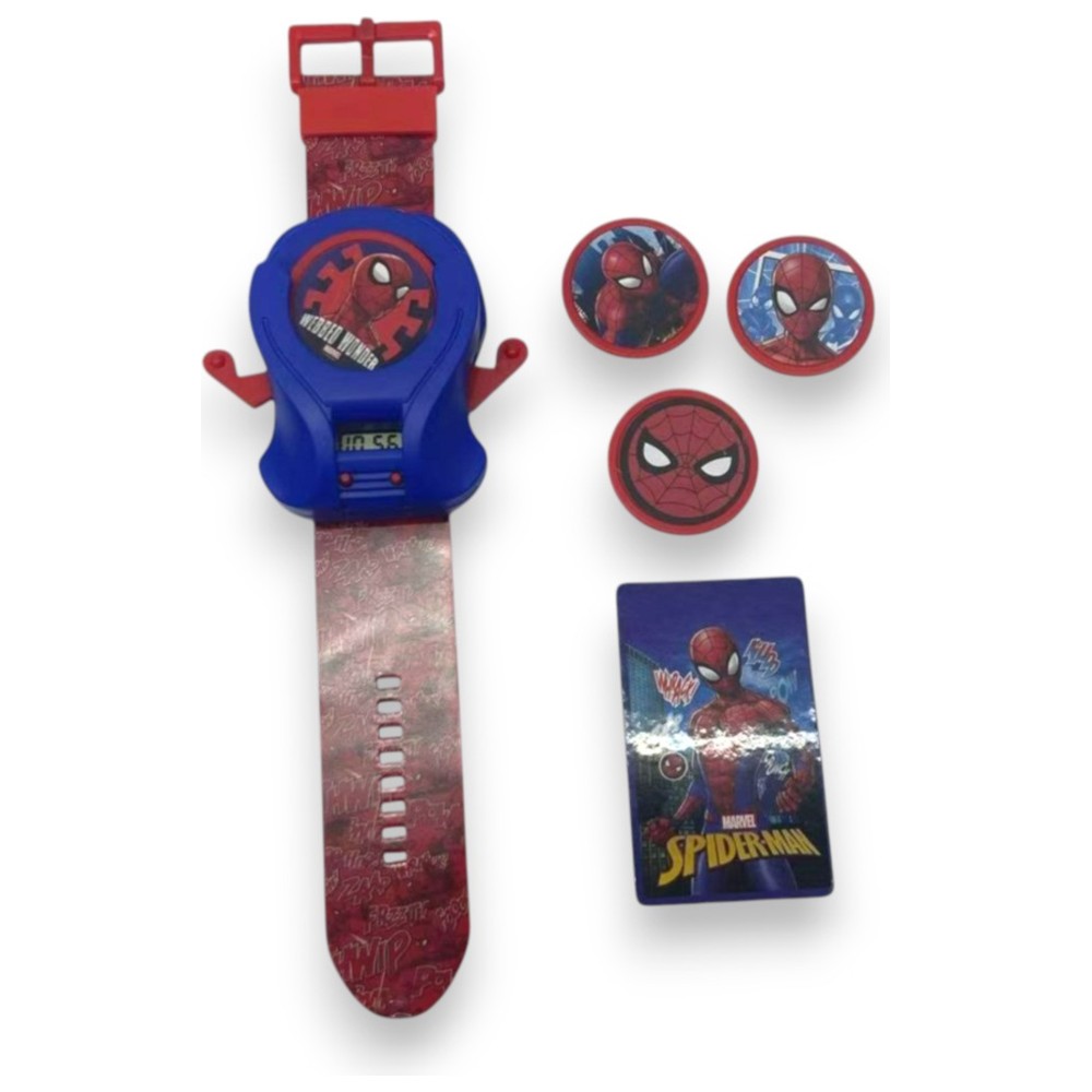 Cocobee - Kids Dolphin Stainless Steel Water Bottle With Spider-Man Disc Launcher Watch