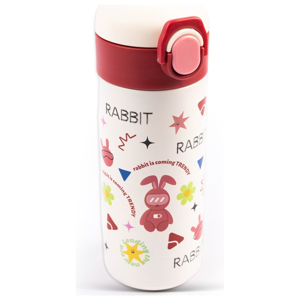 Cocobee - Kids Rabbit Stainless Steel Water Bottle With Spider-Man Flying Saucer Toy