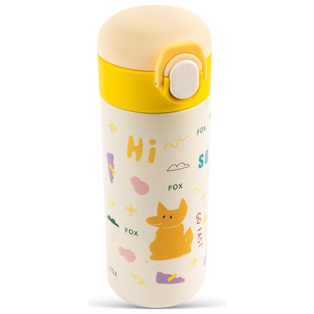 Cocobee - Kids Fox Stainless Steel Water Bottle With Spider-Man Disc Shooter Set