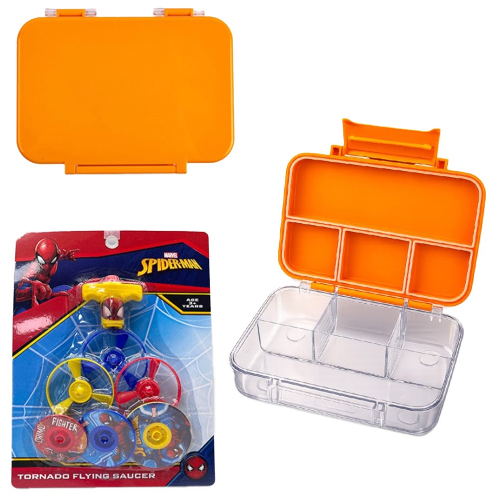 Cocobee - 4-Compartment Tritan Bento Lunch Box With Spider-Man Saucer Toy