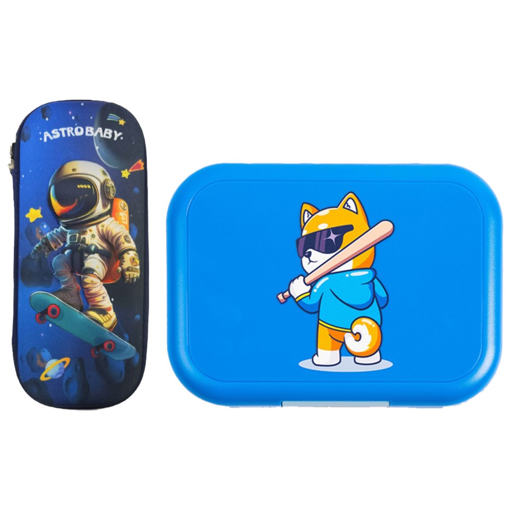 Cocobee - 4-Compartment Bento Lunch Box With Astronaut Pencil Case