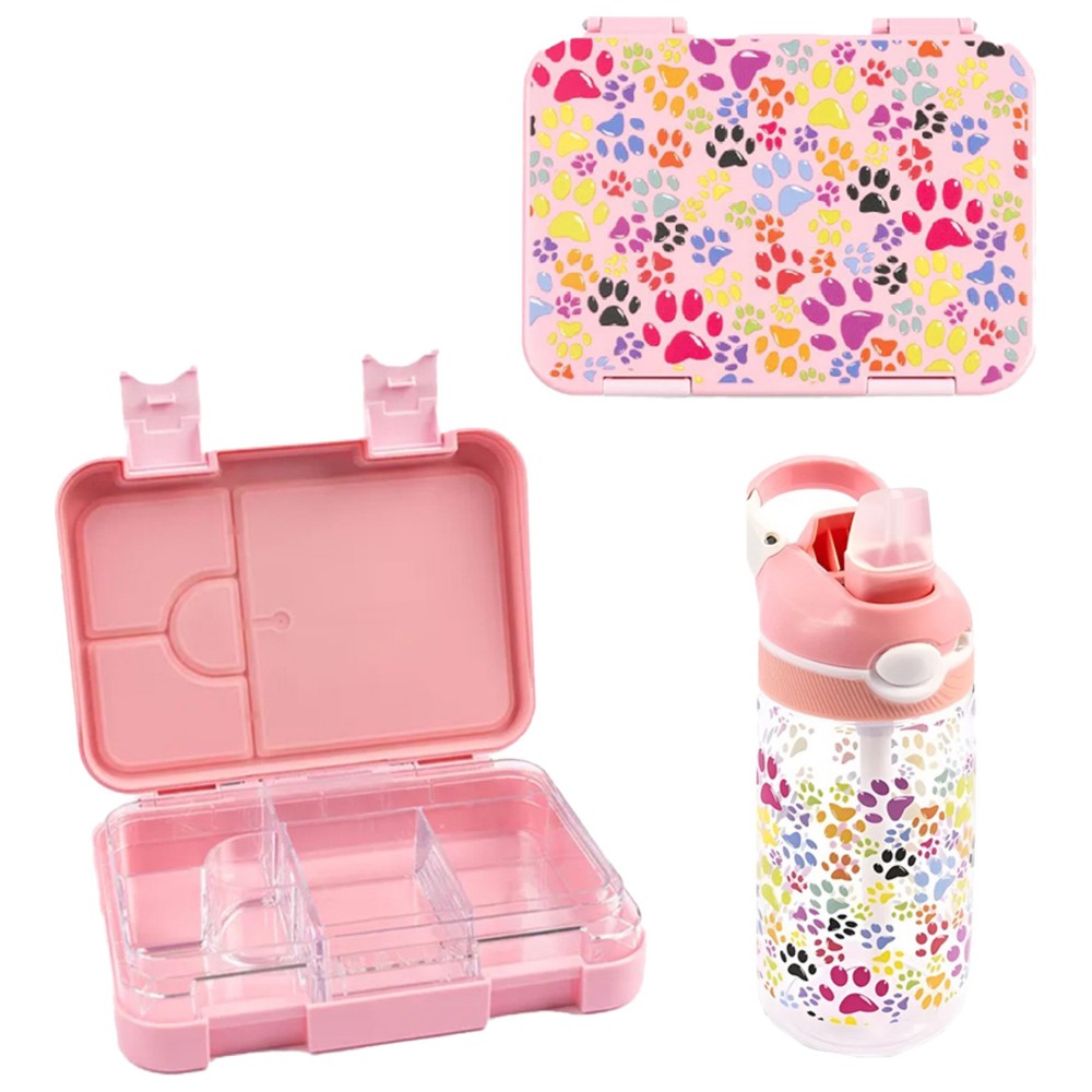 Cocobee - 6-Compartment Bento Lunch Box With Tritan Water Bottle - Pink