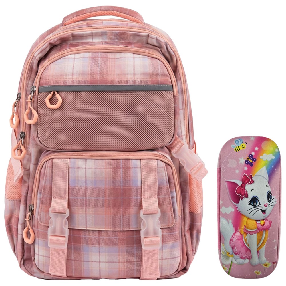 Cocobee - Kids Checkered Backpack With Pencil Case