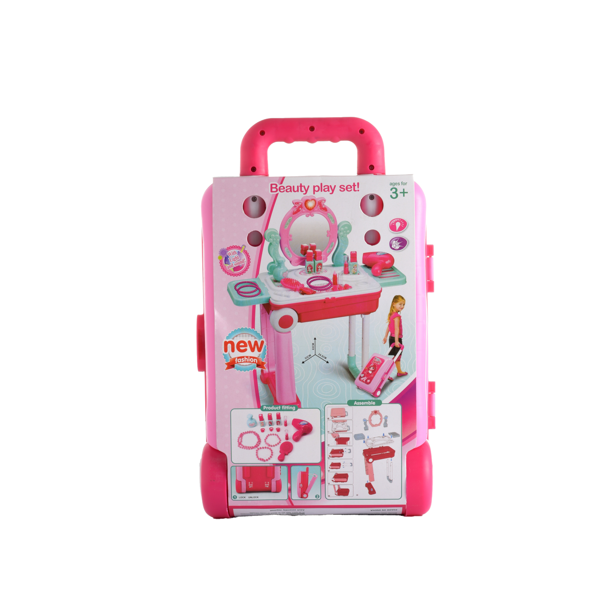Urban Tots - Trolley Beauty Set - Pretend & Play Makeup Toy with Essential Accessories (Pink)