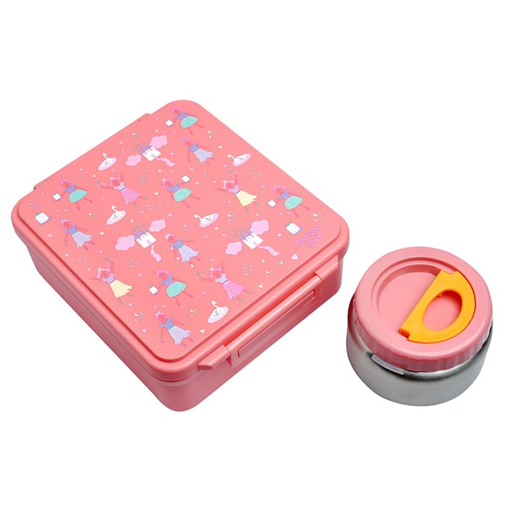 Bamboo Bark - 4-Compartment Little Ballerina Lunch Box With Insulated Food Jar - Pink