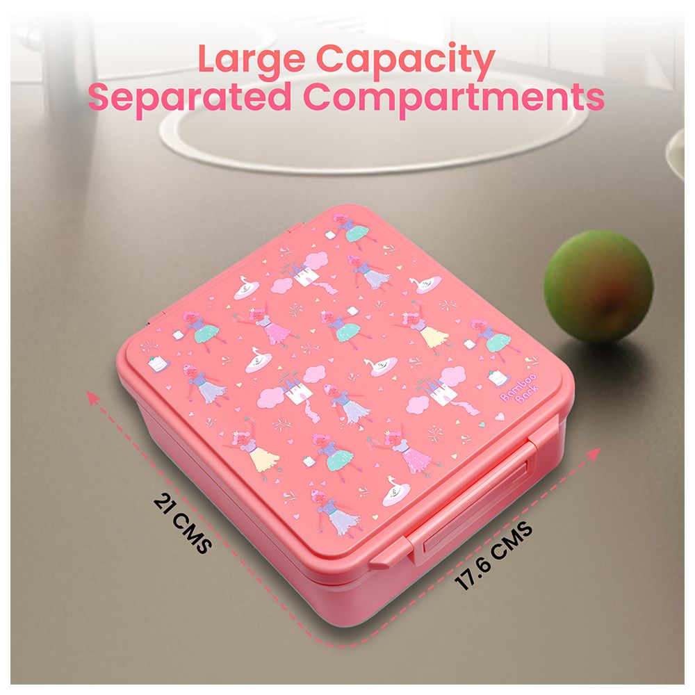 Bamboo Bark - 4-Compartment Little Ballerina Lunch Box With Insulated Food Jar - Pink