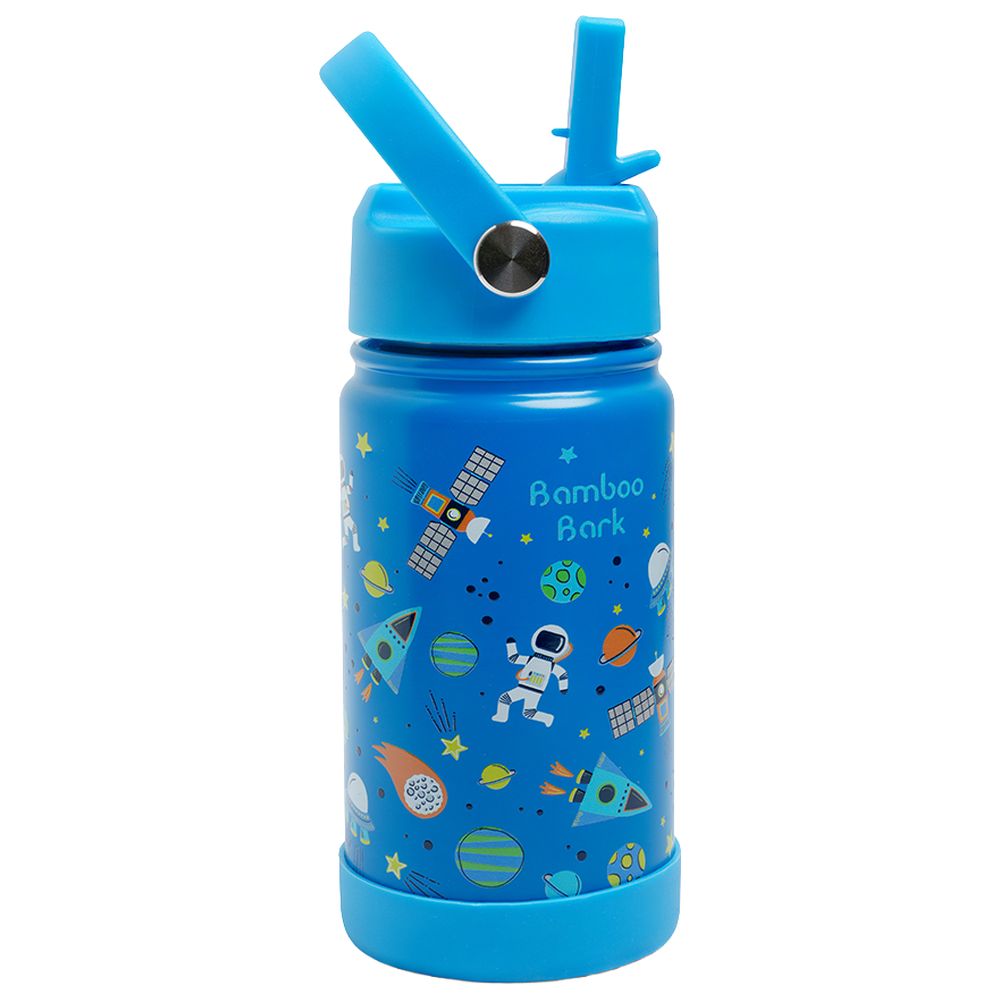 Bamboo Bark - Insulated Water Bottle With Straw And Handle - Astrospace - 350 ml