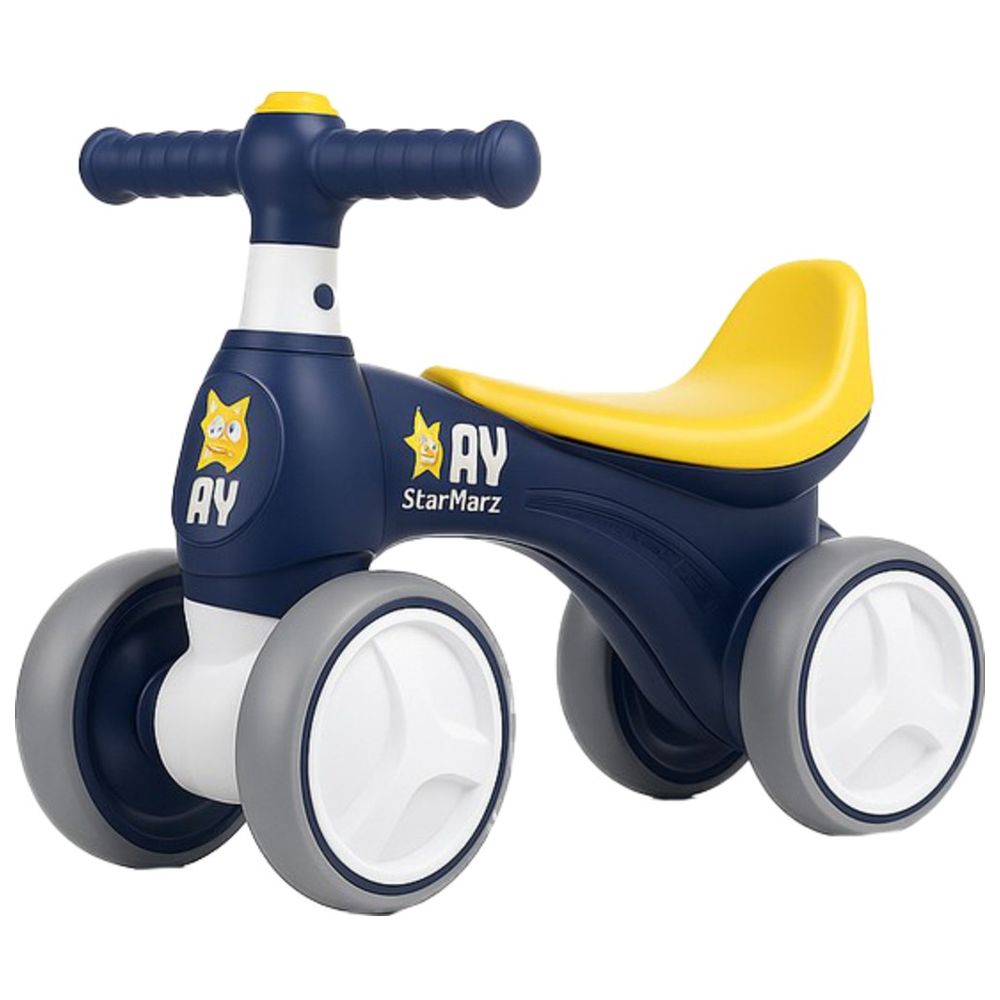 Starmarz - 4-Wheel Balance Bike With Soft Seat - Navy/Yellow
