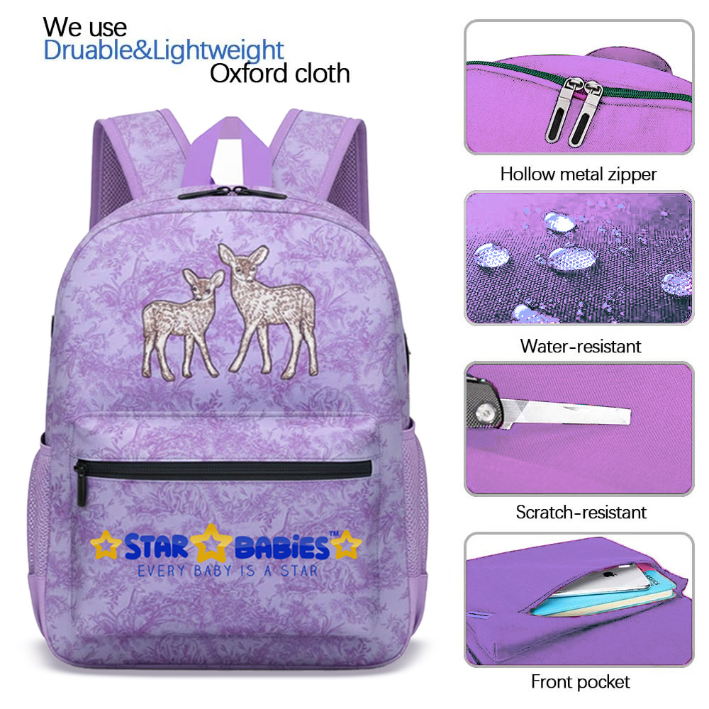 Star Babies - Kids Deer Printed Backpack With Mini Flask