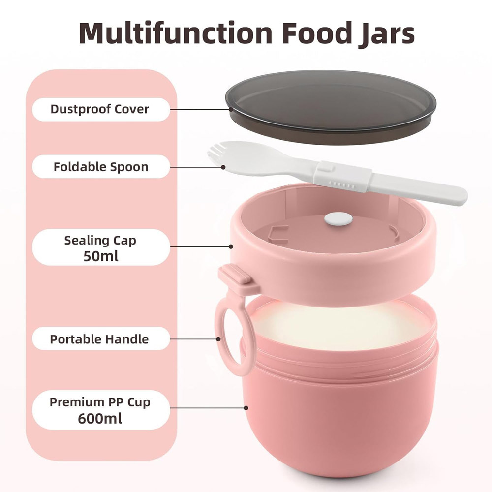 Star Babies - Insulated Lunch Bag With Lunch Box And Food Jar - Pink/Grey