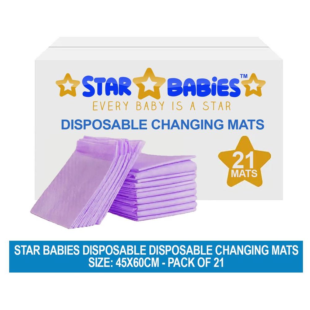 Star Babies - Disposable Changing Mats - Lavender - Large - 21 Pcs