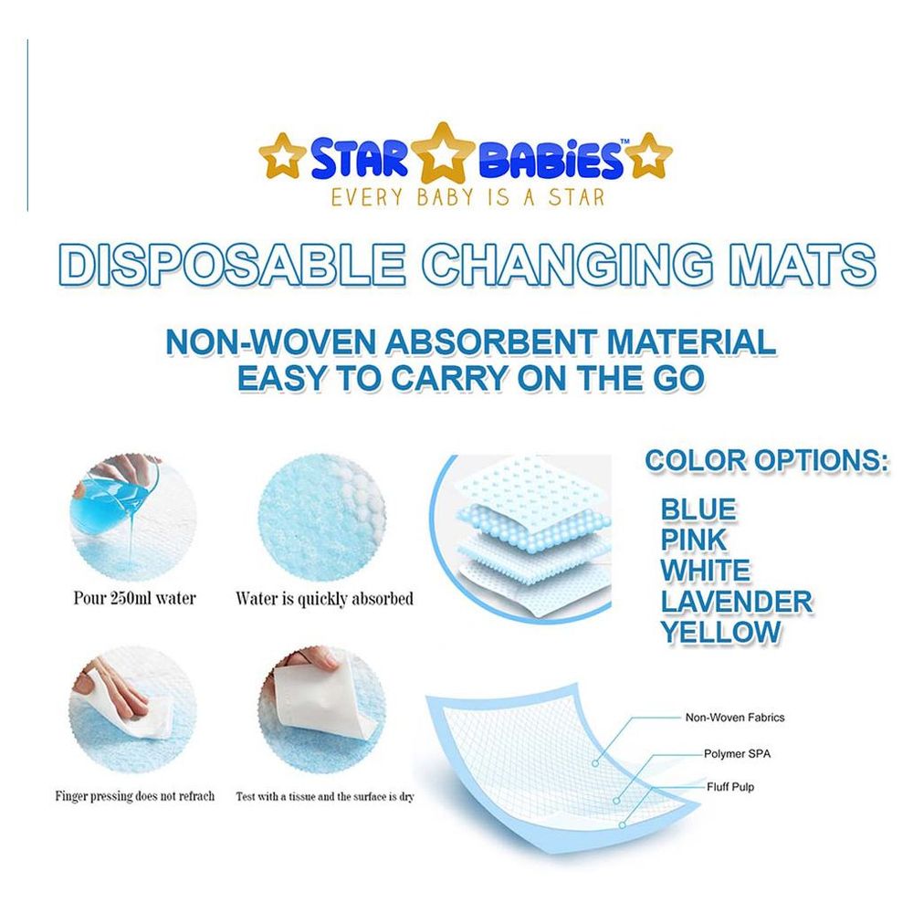 Star Babies - Disposable Changing Mats - Lavender - Large - 21 Pcs