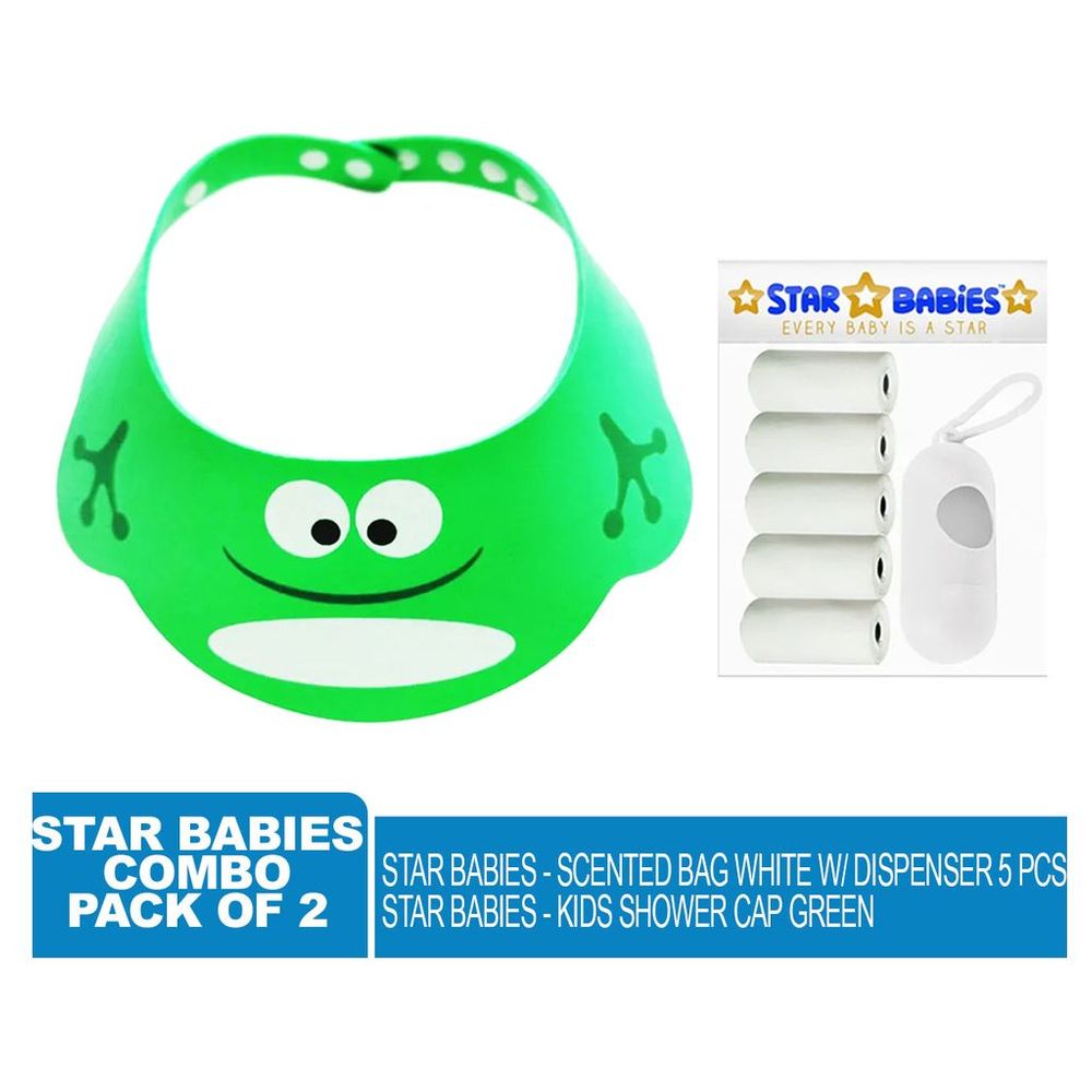 Star Babies - Kids Shower Cap w/ Scented Bag 5Pcs w/ Dispenser - White
