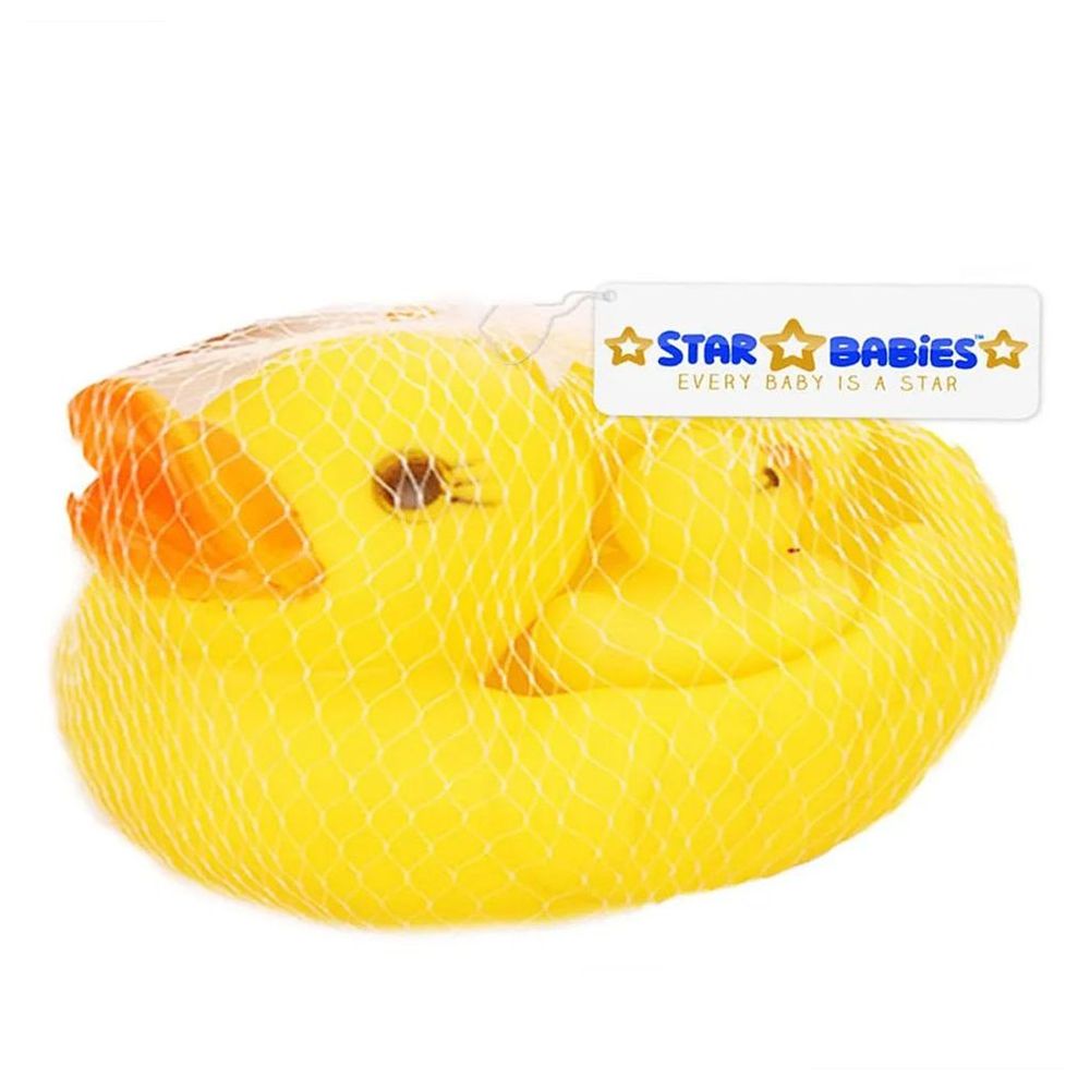 Star Babies - Adjustable Shower Cap w/ Rubber Duck Toy 4Pcs - Yellow