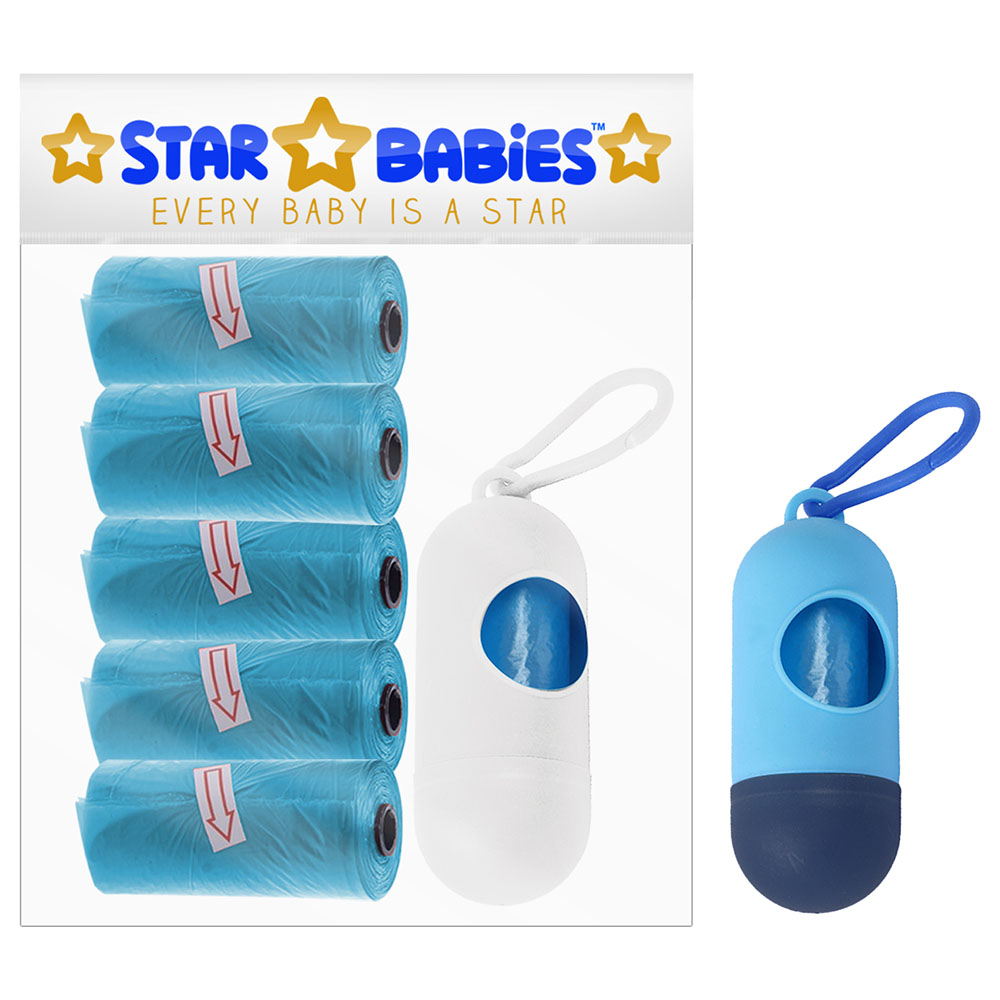 Star Babies - Scented Nappy Bag - Blue - Pack Of 5 - 75 Bags & Dispenser - Color May Vary