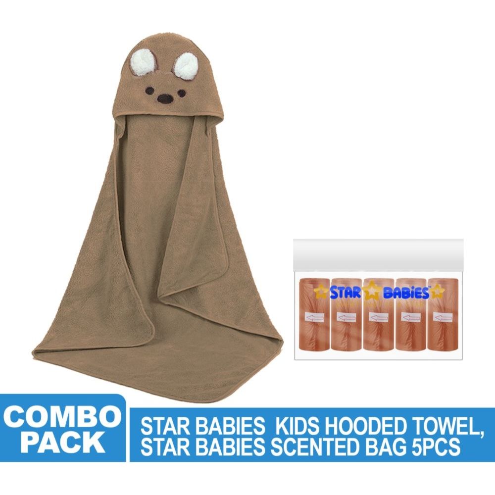 Star Babies - Baby Hooded Towel With Scented Nappy Bag - 6 Pc Set