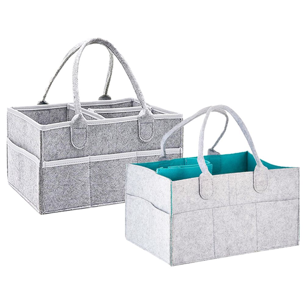 Star Babies - Baby Diaper Caddy Organizer - Pack of 2 - Grey/Grey Green