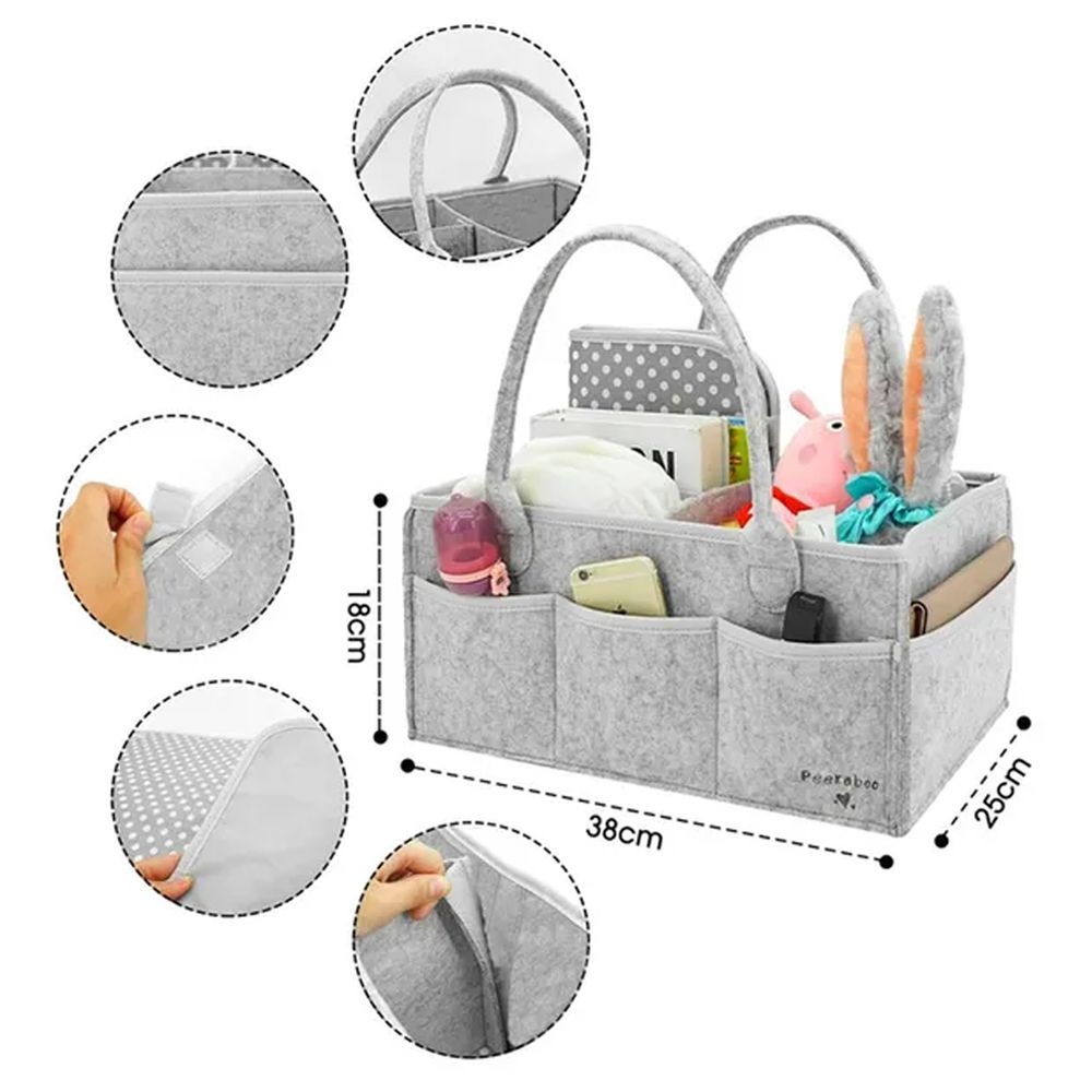 Star Babies - Baby Diaper Caddy Organizer - Pack of 2 - Grey/Grey Green