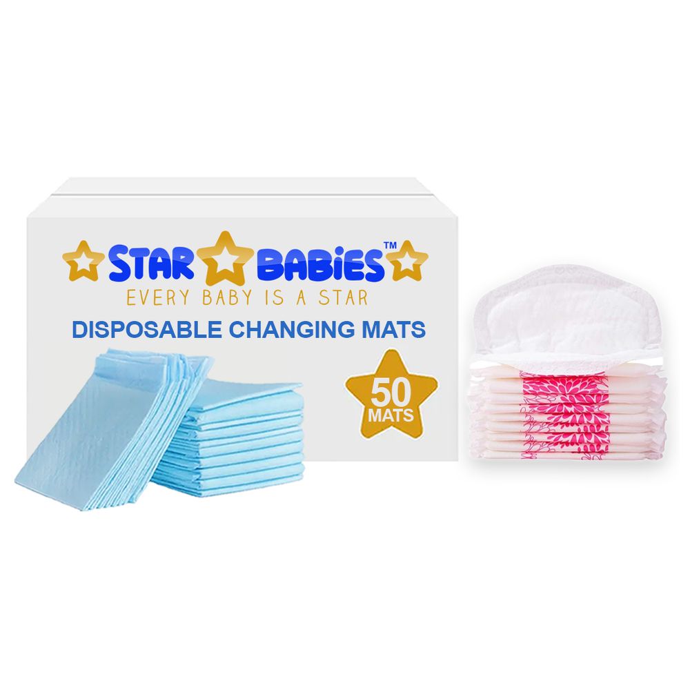 Star Babies - Disposable Changing Pads With Disposable Breast Pad 90Pc Set - Blue