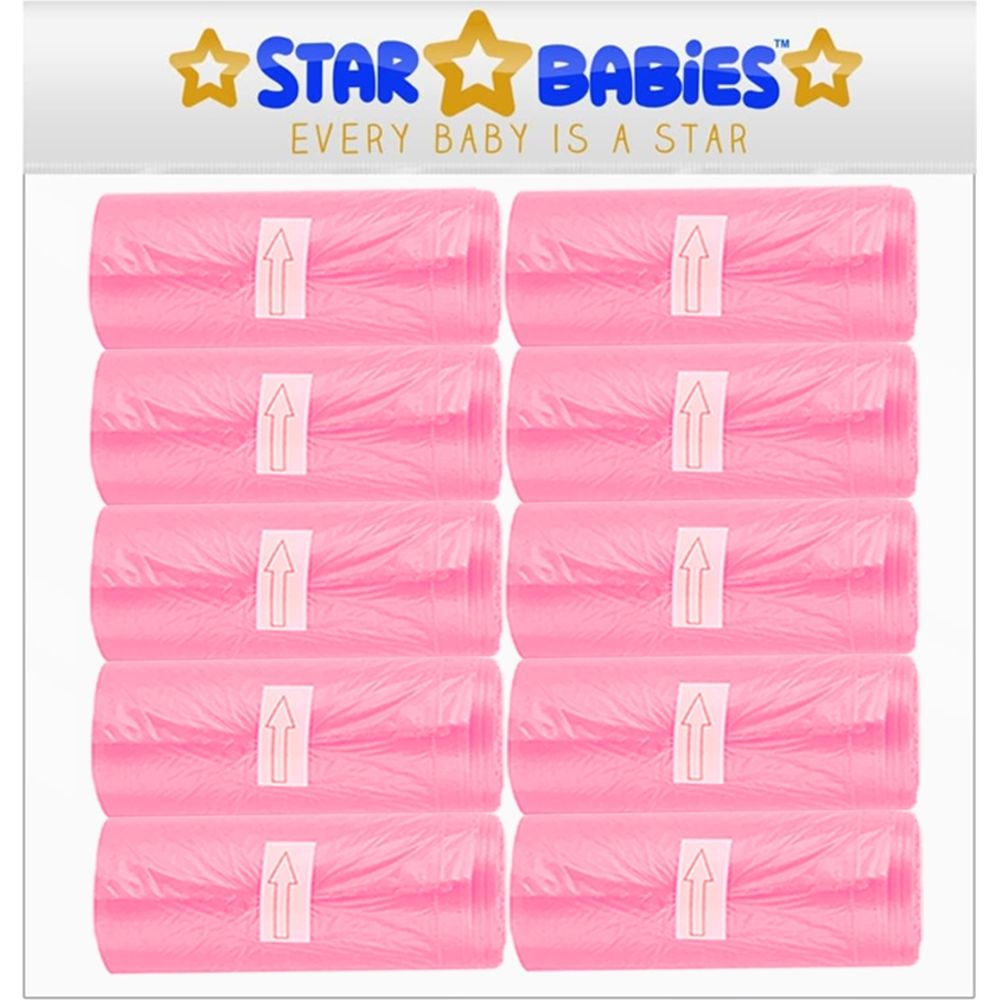 Star Babies - Scented Nappy Bag - Pink - Pack of 10 - 150 Pc Set