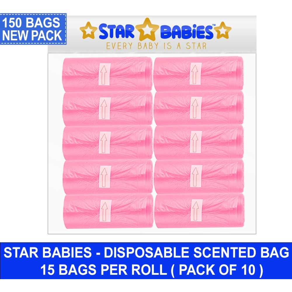Star Babies - Scented Nappy Bag - Pink - Pack of 10 - 150 Pc Set
