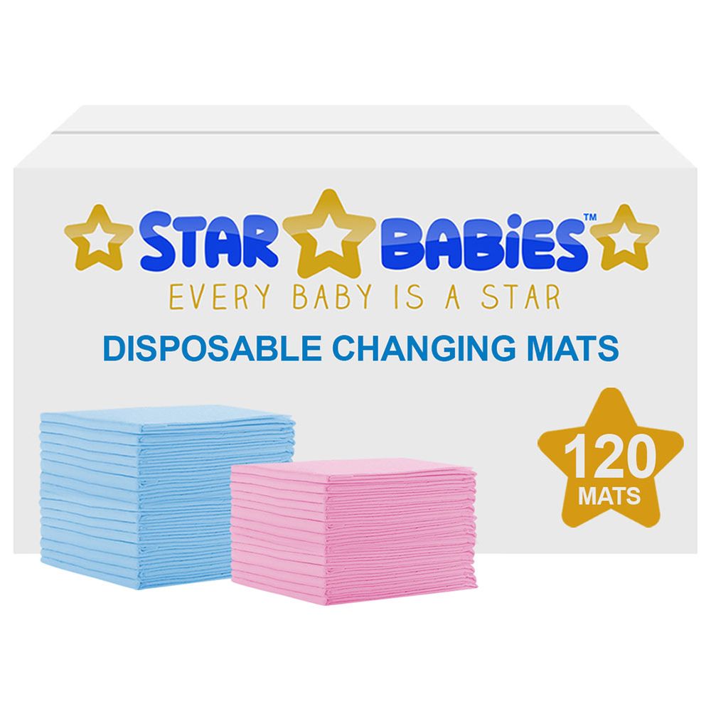 Star Babies - Disposable Changing Mats - L - 45x60 cm - Blue/Pink