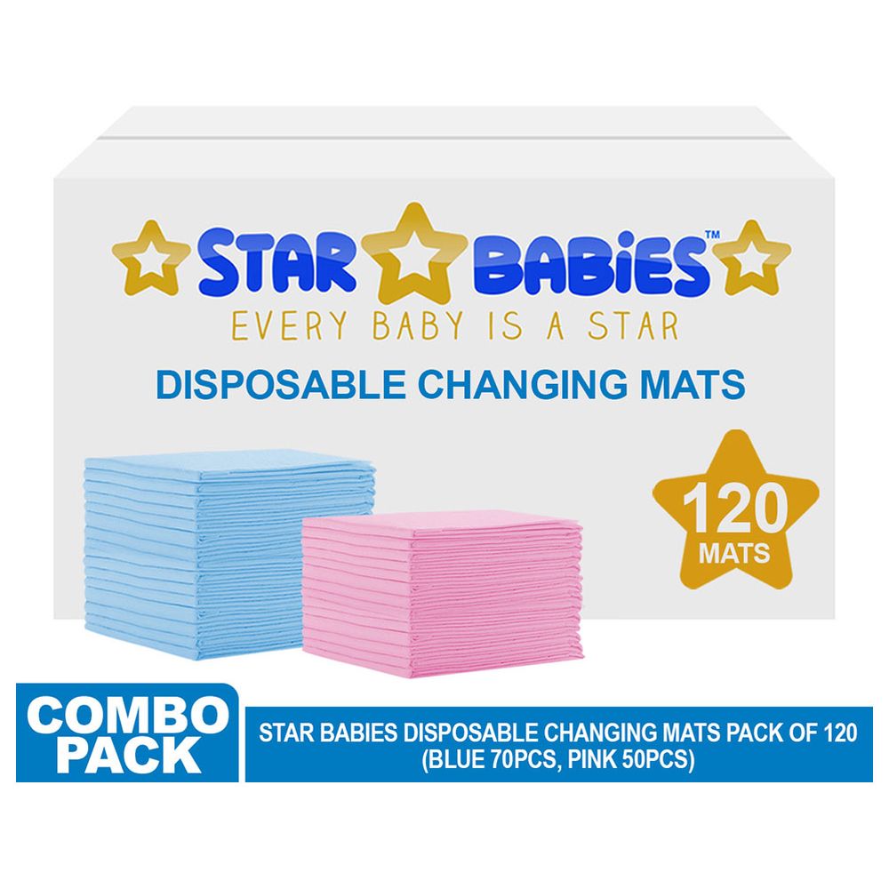 Star Babies - Disposable Changing Mats - L - 45x60 cm - Blue/Pink