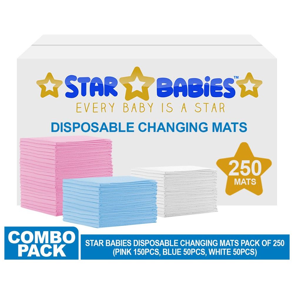 Star Babies - Disposable Changing Mats - Large - 250 Pcs - Color May Vary