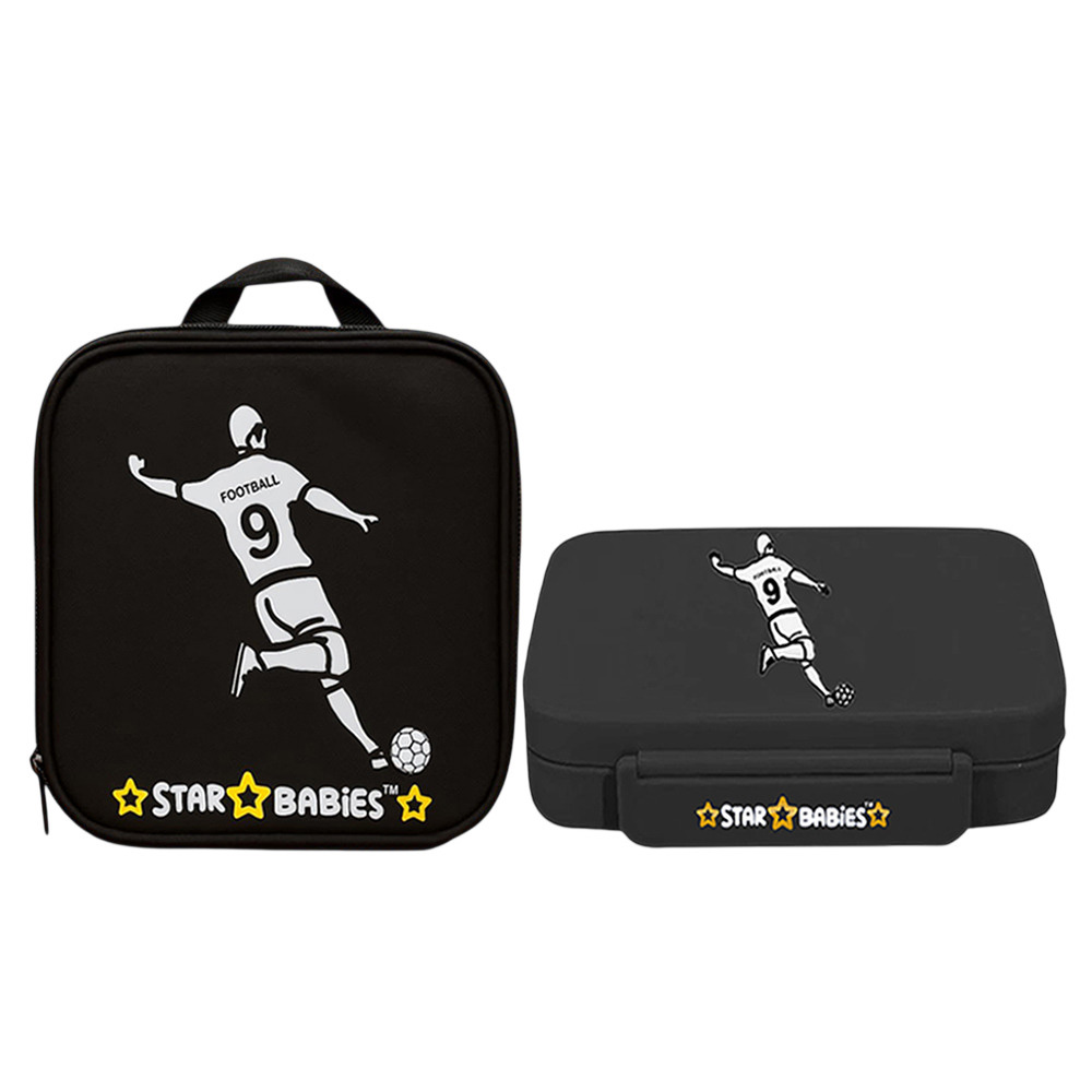 Star Babies - 5-Compartment Bento Lunch Box With Insulated Lunch Bag - Football