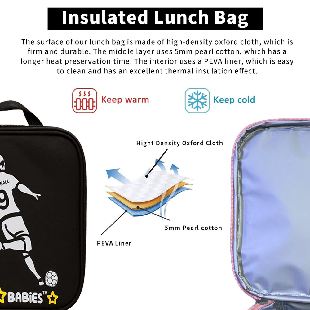 Star Babies - 5-Compartment Bento Lunch Box With Insulated Lunch Bag - Football