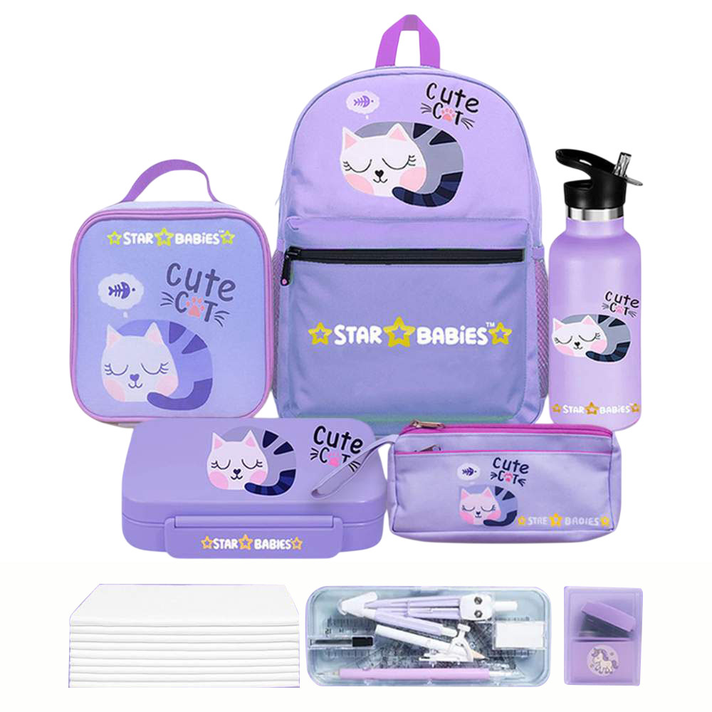Star Babies - Back To School Combo Set - Cute Cat - 17 Pc Set