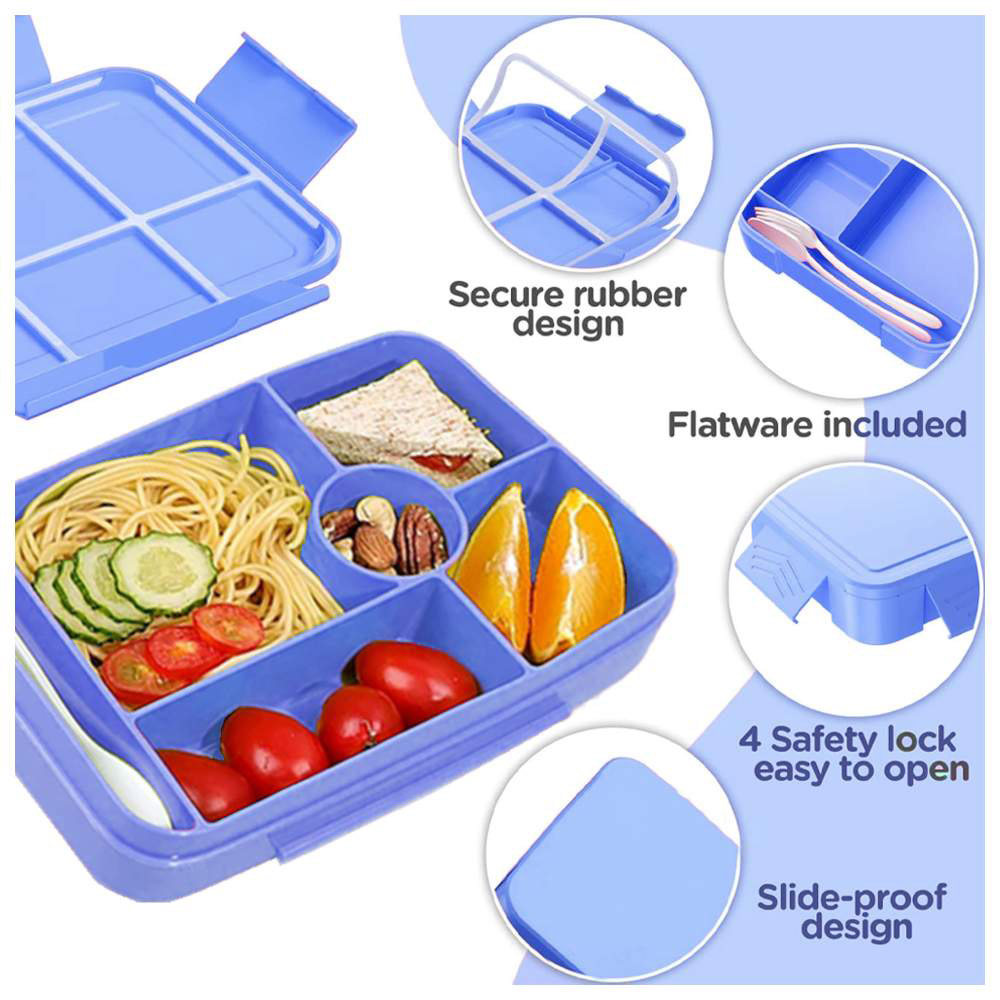 Star Babies - 5 -Compartment Bento Lunch Box With Stainless Steel Water Bottle, Disposable Towels And Cutlery Set - Brave Lion - 16 Pc Set