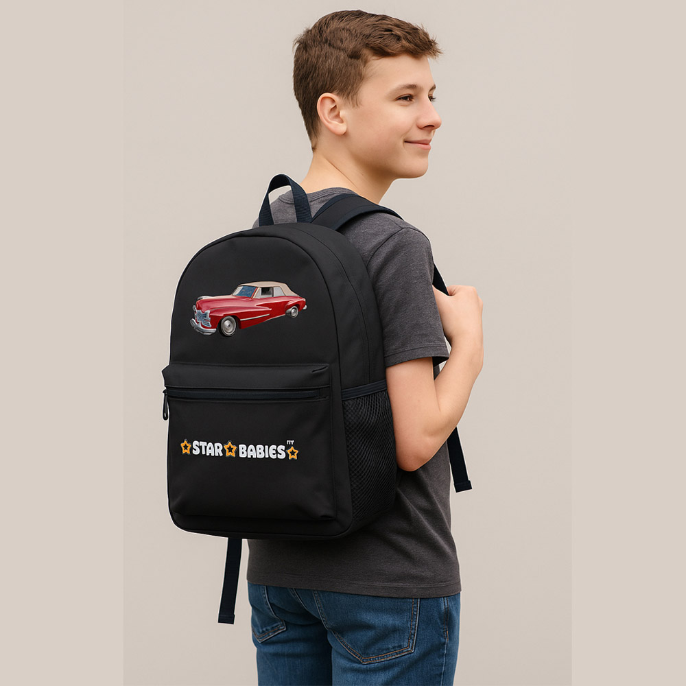 Star Babies - School Backpack With Bento Lunch Bag And Dual Zipper Pencil Case - Car