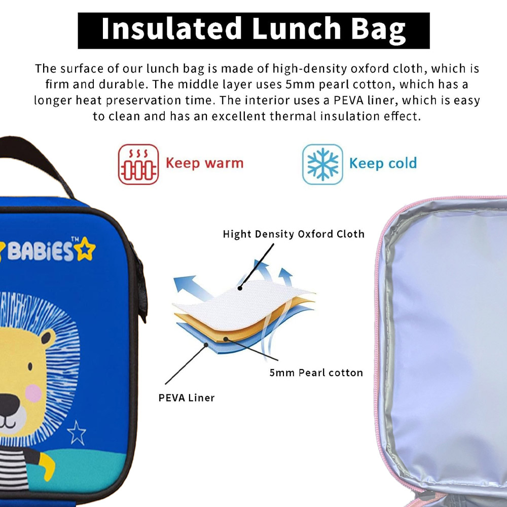 Star Babies - School Backpack With Bento Lunch Bag And Dual Zipper Pencil Case - Lion