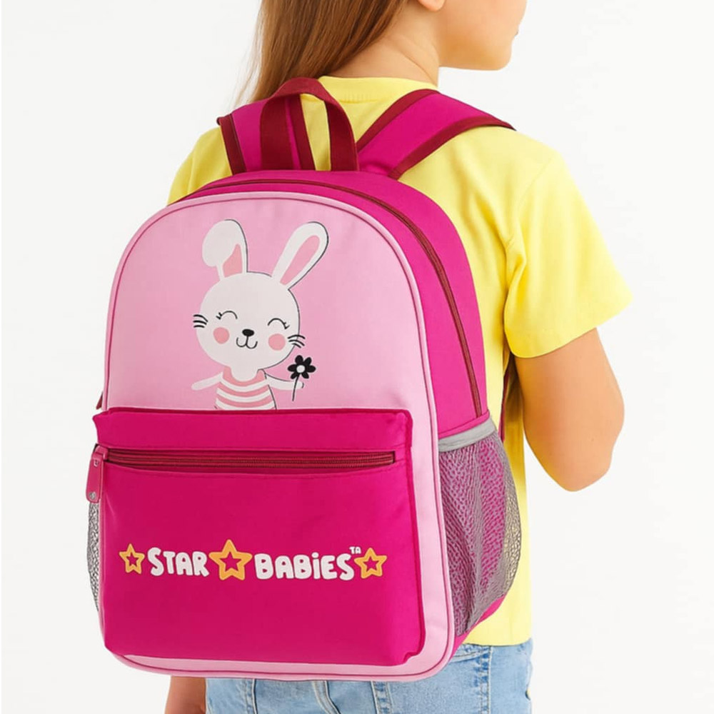 Star Babies - School Backpack With Bento Lunch Bag And Dual Zipper Pencil Case - Rabbit