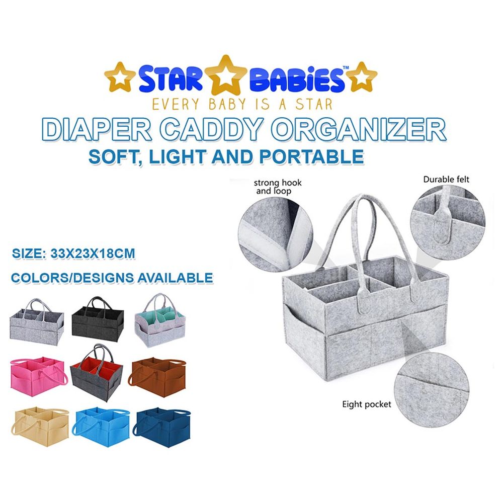 Star Babies - Baby Mosquito Bed Grey with Caddy Diaper Organizer - Grey