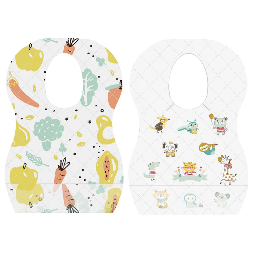 Star Babies - Disposable Bibs - Animal/Fruits Print