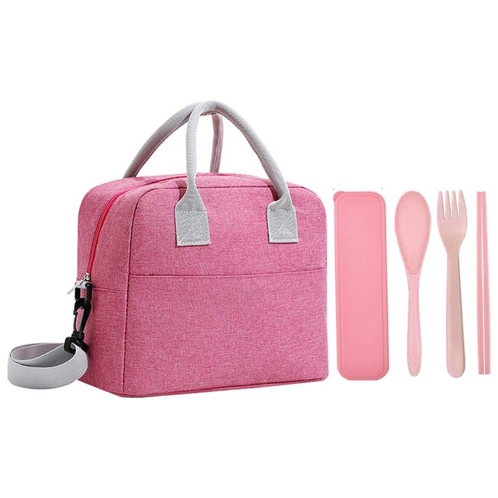 Star Babies - Insulated Mini Lunch Bag With Foldable Cutlery Set - Pink - 5 Pc Set