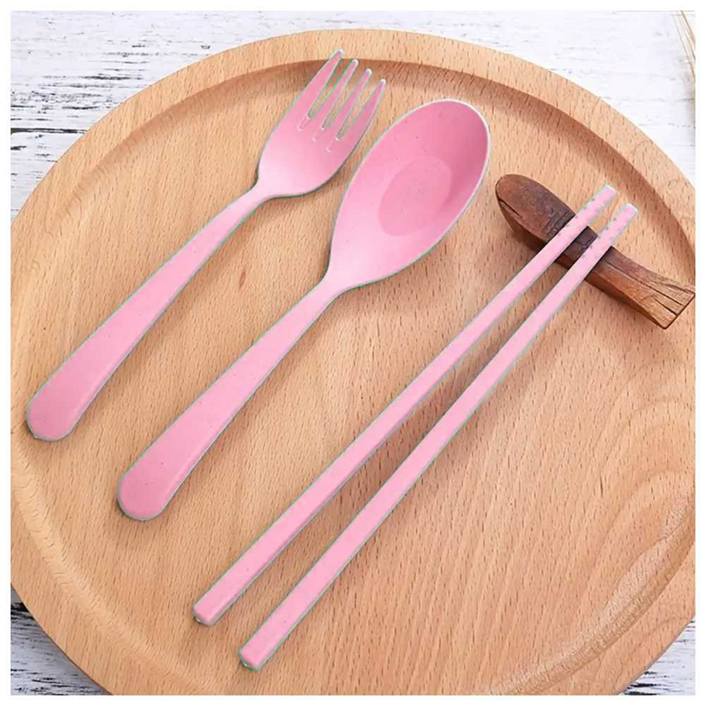 Star Babies - Insulated Mini Lunch Bag With Foldable Cutlery Set - Pink - 5 Pc Set
