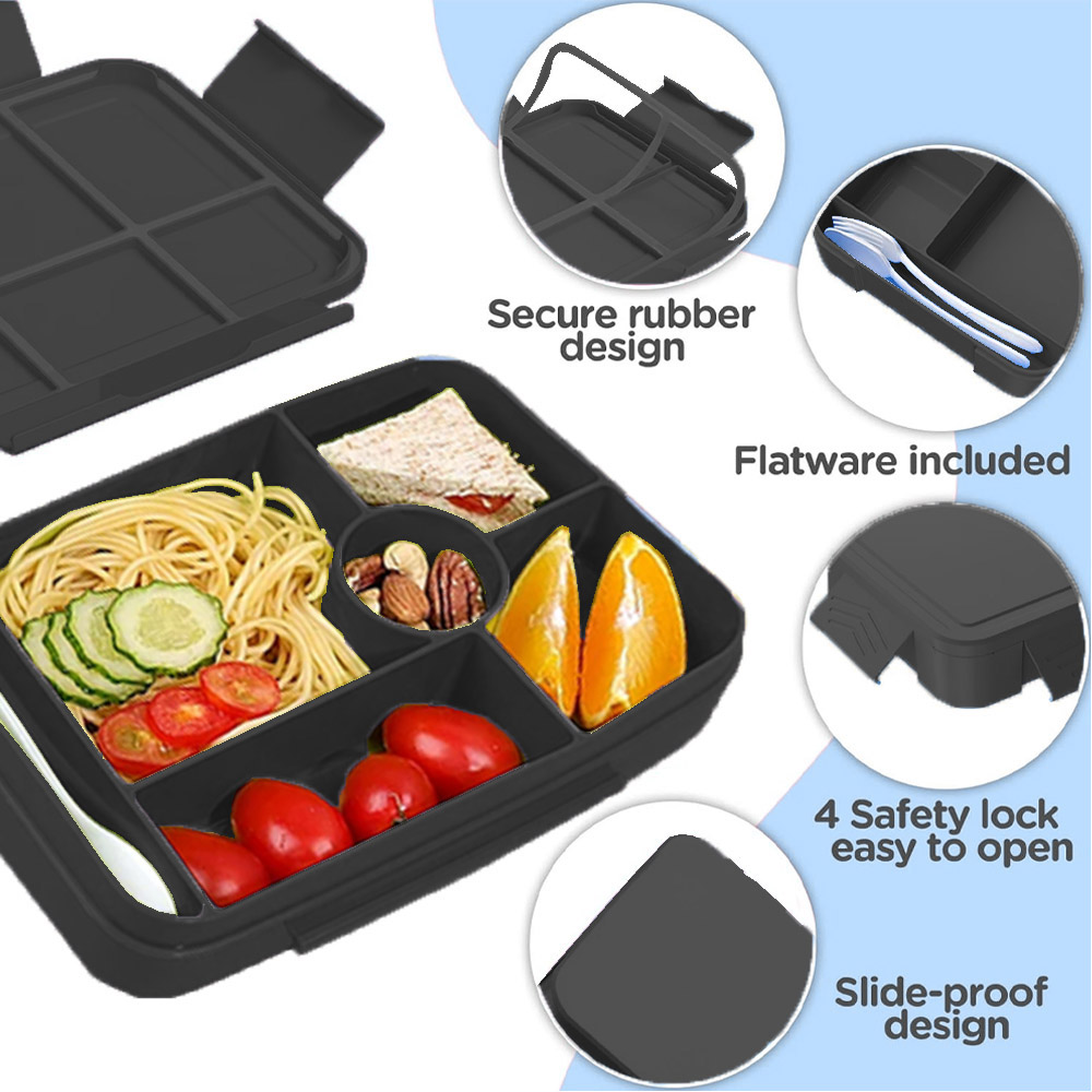 Star Babies - 5-Compartment Car Lunch Box With Insulated Mini Lunch Bag And Cutlery Set - 6 Pc Set