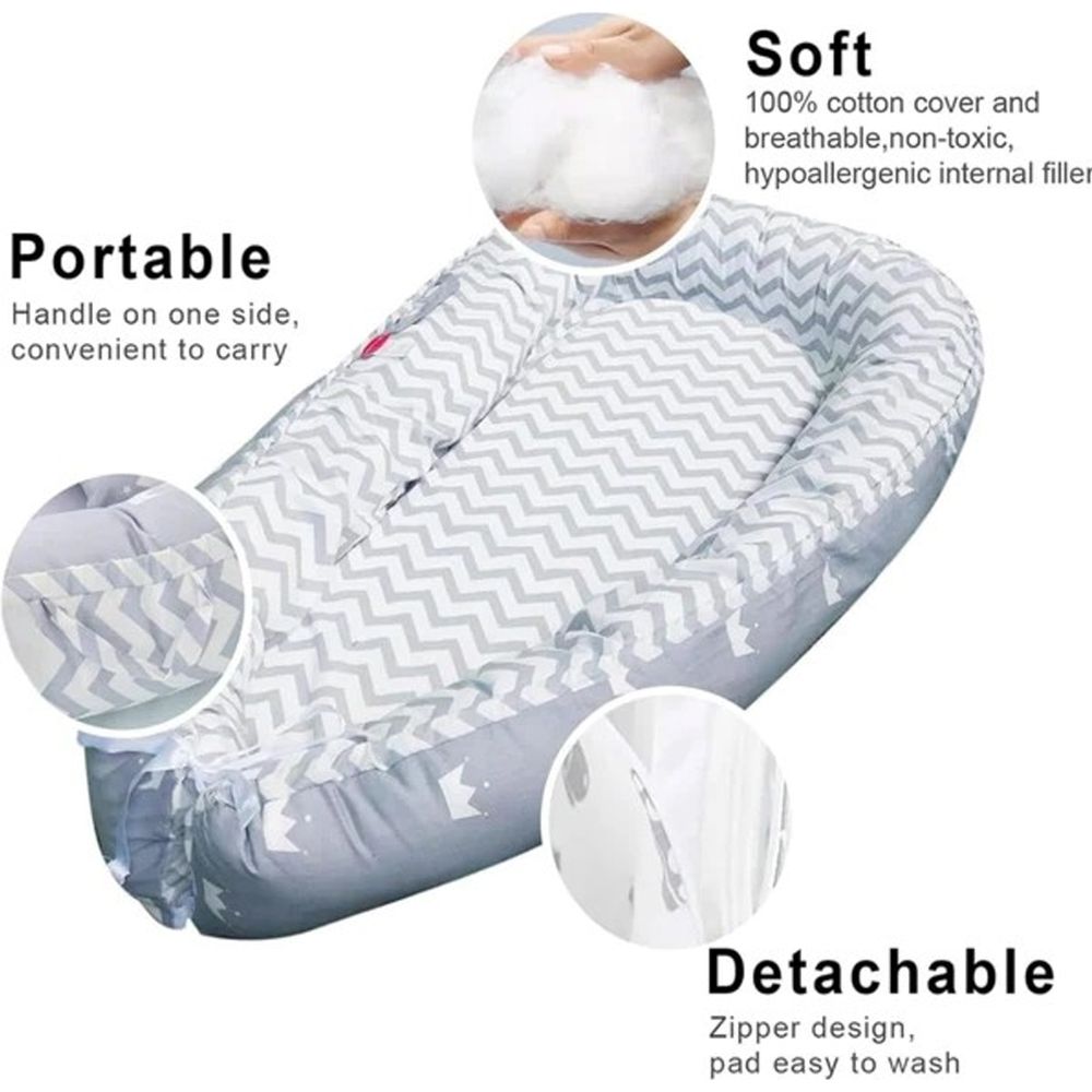 Star Babies - Baby Sleeping Pod With Striped Diaper Caddy Organizer - Grey
