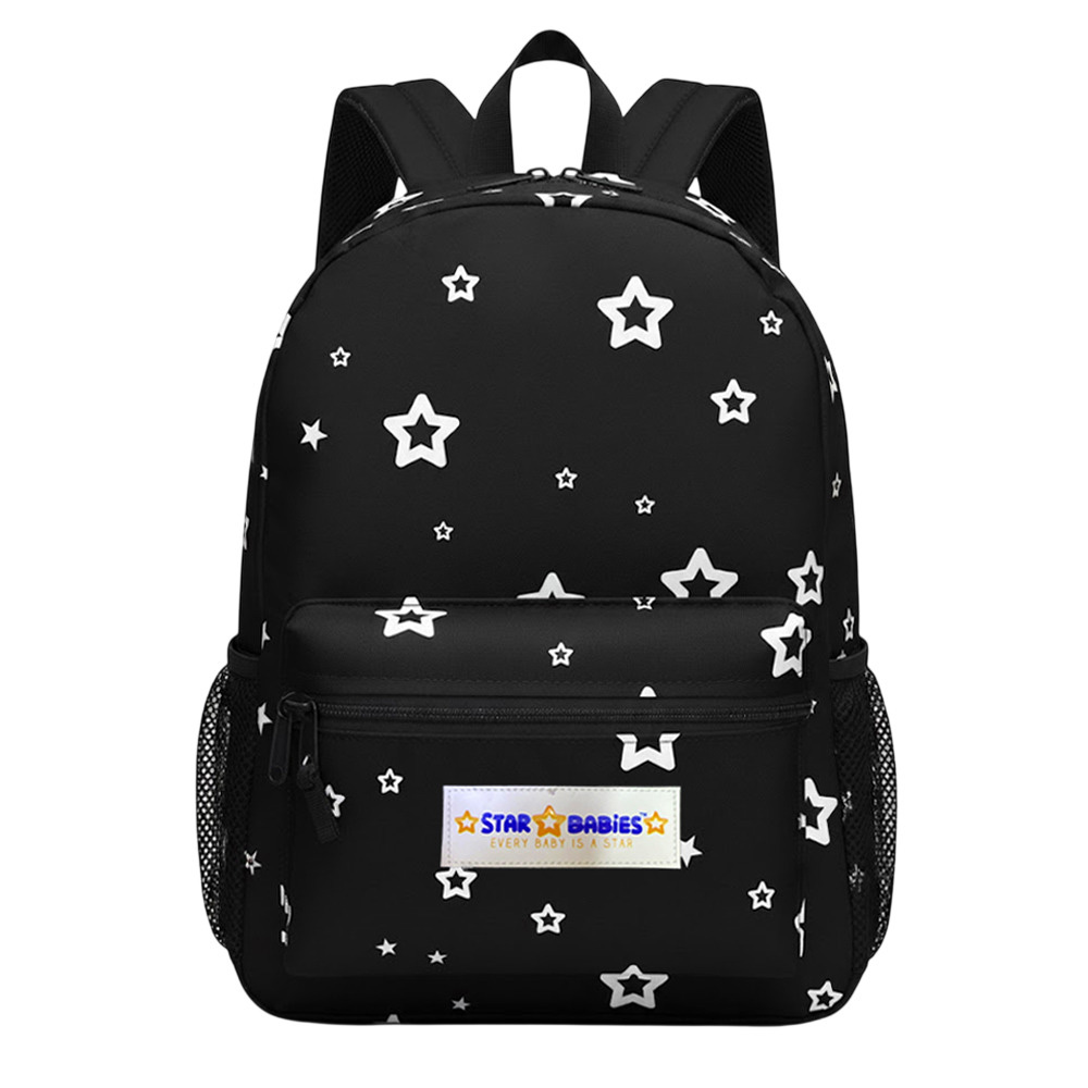 Star Babies - Star Printed School Bag - Black - 16-Inch