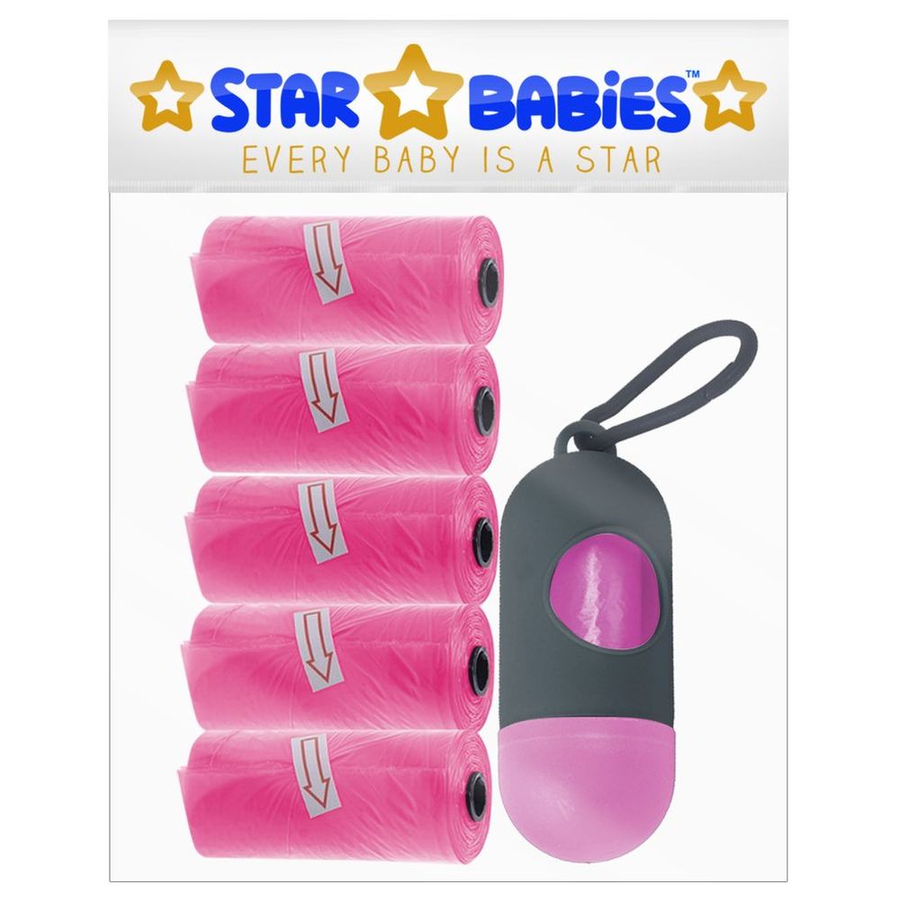 Star Babies - Diaper Caddy Organizer With Scented Nappy Bag Dispenser And Powder Puff - Pink