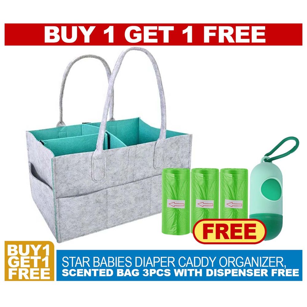 Star Babies - Diaper Caddy Organizer With Scented Disposable Bag And Dispenser - 5 Pc Set