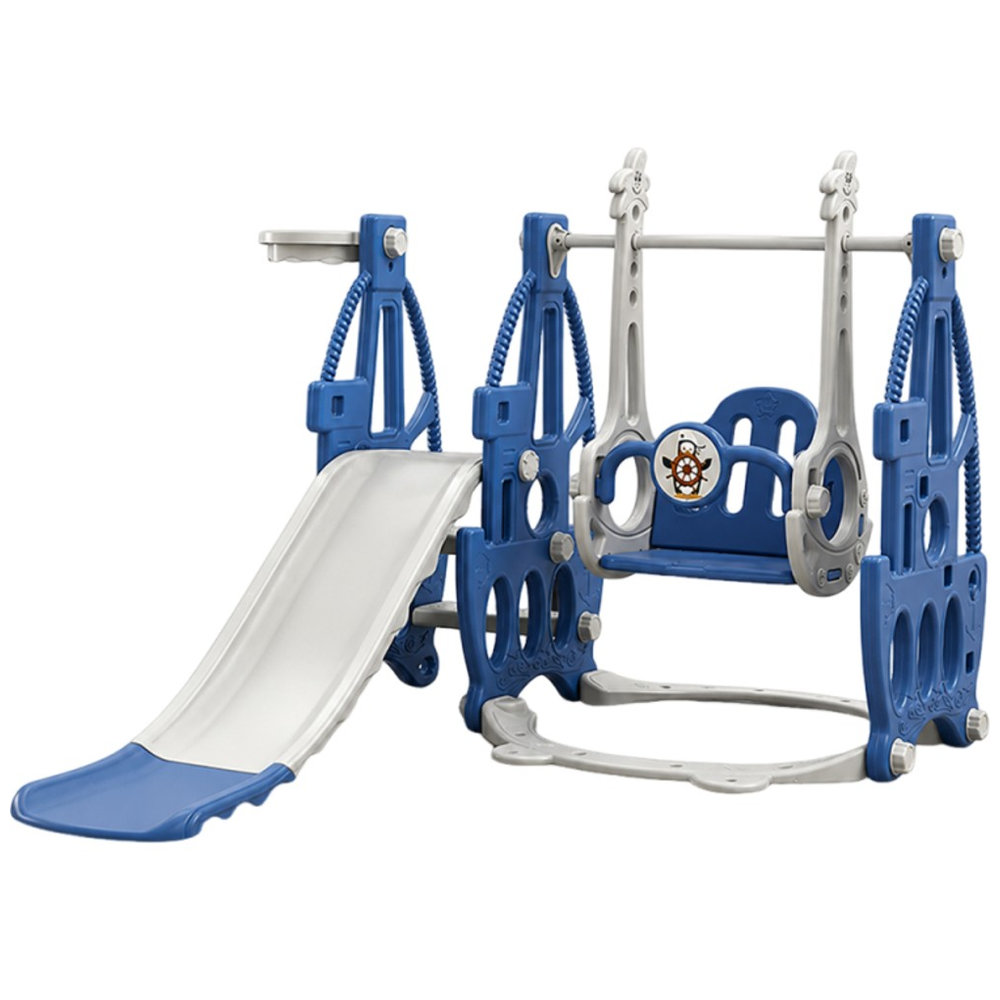 Kikibebe - 3-in-1 Multi-Function Baby Slide & Swing - For Ages 1-6, Indoor Use - Blue