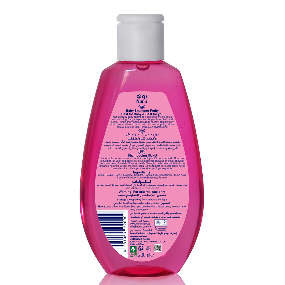 Nunu - Baby Shampoo - Fruity - 200 ml