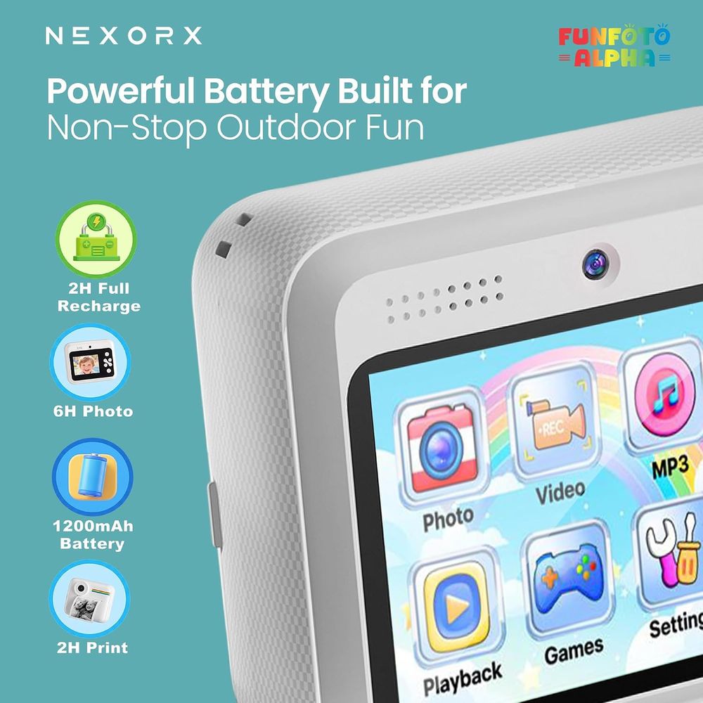 Nexorx - Kids Funfoto Alpha Instant Color Print Camera - Grey