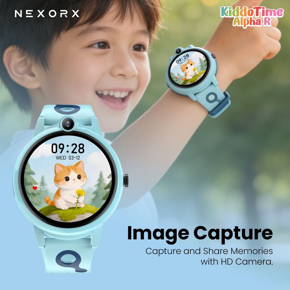 Nexorx - KiddoTime Alpha R Kids Smartwatch - Blue - 1.32-Inch